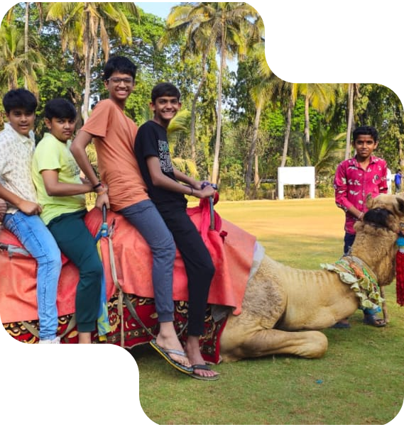 A students enjoy camel ride