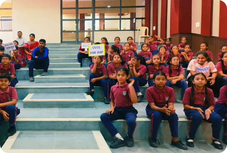 Students Sit on a Stairs