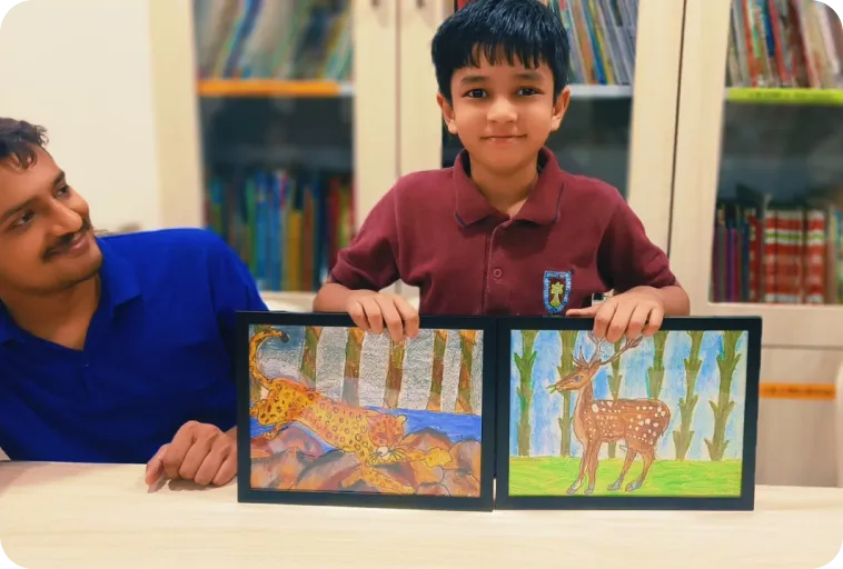 A Boy with Hold Painting