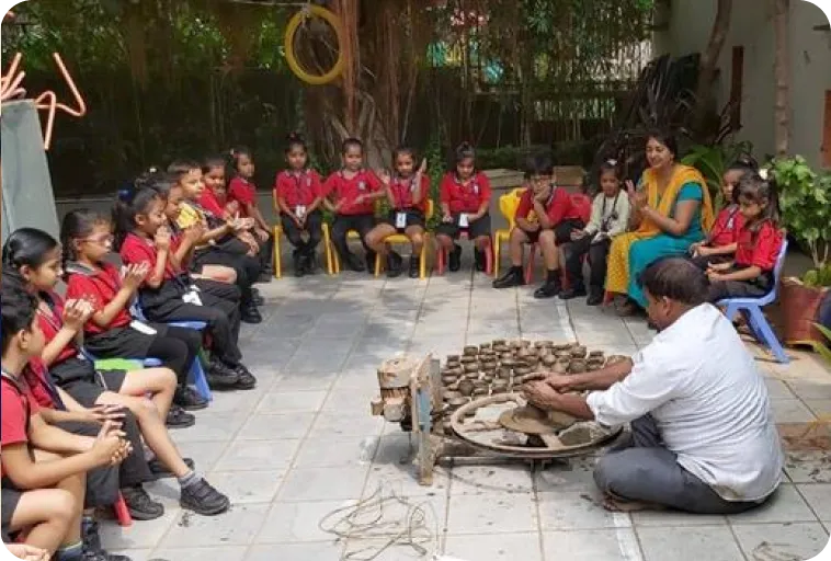 A Man Teach Students Clay with Pottery Wheels, Art and Craft Creativity